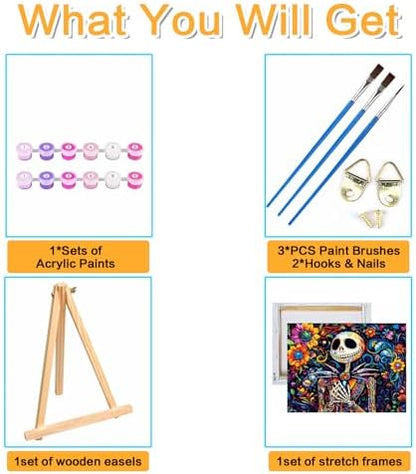 Halloween Framed Paint by Numbers Kits for Adults 12x16in with Wooden Easel - Image 5