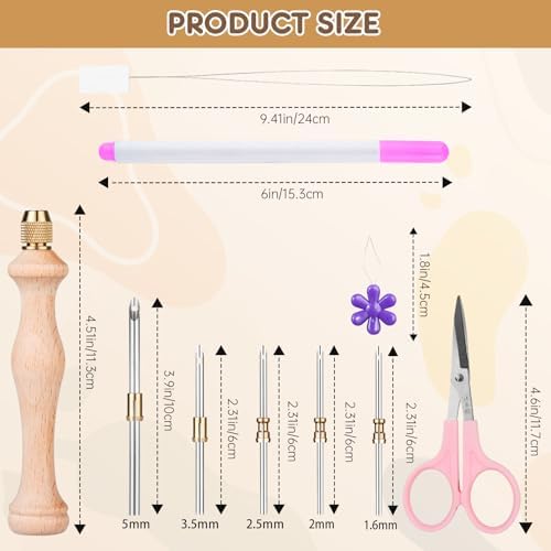 Punch Needle Tool with 5 Needles and Storage Box,Adjustable Needle Punch - Image 2