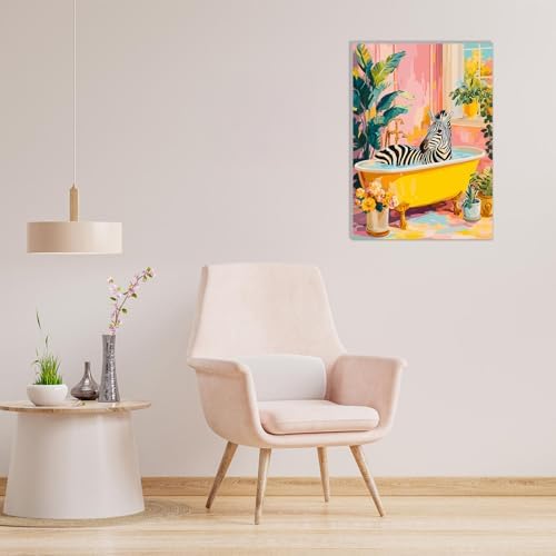 MAXBYE Framed Paint by Numbers Kit for Adults, Zebra in Bathtub Canvas Painting by Number with Wooden Easel, DIY Acrylic Craft Art Kits with Tools for Beginners Gift Home Wall Decor 10×14 in - Image 5