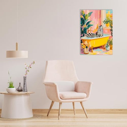 MAXBYE Framed Paint by Numbers Kit for Adults, Zebra in Bathtub Canvas Painting by Number with Wooden Easel, DIY Acrylic Craft Art Kits with Tools for Beginners Gift Home Wall Decor 10×14 in - Image 5