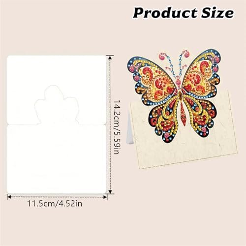 jinglinhh 12pcs Fluttering Butterfly Diamond Art Painting Greeting Cards with Envelopes, DIY Card Making Kits for Adults, Diamond Art Christmas Cards for Birthday Holiday Postcards Craft Gifts - Image 2