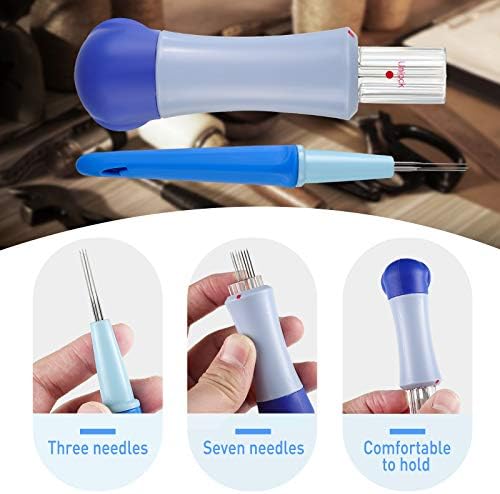 WILLBOND 2 Pack Needle Felting Tool Pen with 3 Needles Punch Style Tool with 7 Barbed Wool Accessories Wool Needle Felting for DIY Patchwork and Craft Making Felt - Image 3