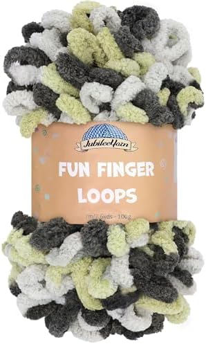 JubileeYarn Fun Finger Loops Yarn - Silver Tan Black - 1 Skein by BambooMN