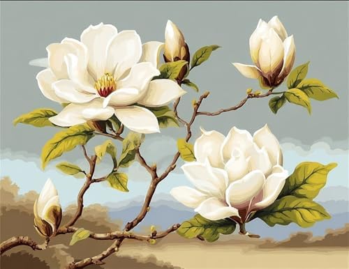 NDNXYXGS Flowers Paint by Numbers Kits for Adults,Magnolia DIY Painting Kit on Canvas,Floral Color by Numbers,Large Adult Paint by Number for Wall Decor and Gifts (flower2) by Unknown
