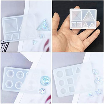 Yayatty Geometry Silicone Molds for Resin Casting, Cabochon Gem Silicone Molds Triangle Hexagon Mould for Resin Epoxy for Earring Pendant Necklace Jewelry Making - Image 5