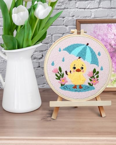 ERKOON Punch Needle Kit for Beginners Adults, DIY Easy Animal Embroidery Set for Starter Art Craft, Needling Punch Project with Patterns, Tools, Yarns, Hoop, Instruction (Duck) - Image 6