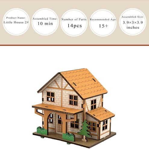Log Cabin 3D Wooden House Puzzle,DIY Mini Building Model Kit，017 - Image 2