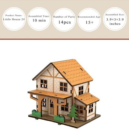 Log Cabin 3D Wooden House Puzzle,DIY Mini Building Model Kit，017 - Image 2