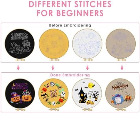 TINDTOP Halloween Embroidery Kit for Adult, Embroidery DIY Starter Kit - Image 3