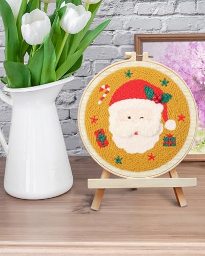 ERKOON Christmas Punch Needle Kit Adults Beginners, DIY Easy Christmas Embroidery Set for Starter Art Craft, Needling Punch Project with Patterns, Tools, Yarns, Hoop, Instruction (Santa Claus) - Image 6