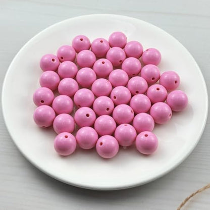 40pcs Acrylic Round Beads for Crafts 16mm Resin Candy Color Spacer Beads with Hole for Jewelry Making Sewing Crafts Decoration Necklaces Bracelets Earrings Supplies(Pink) - Image 2