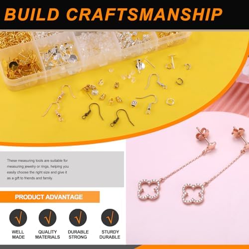 Rustark 1533Pcs Hypoallergenic Earring Making Supplies Kit with Earring Hook, Earring Back, Earring Posts, Jump Ring, Jewelry Pliers, Earring Holder Card, Clear Bag for Jewelry Making Earring Repair - Image 6