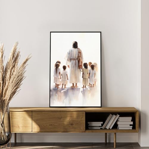 Framed Paint by Numbers Kit for Adults, Jesus with Children 8x12 Inch - Image 3