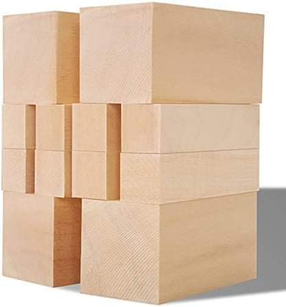 Unfinished Basswood Carving Blocks Kit, 12 Pack Rectangular Wooden Blocks for DIY Carving, Crafting and Whittling for Adults Beginner and Experts (4 x 1 x 1 inch, 4 x 2 x 2 inch) by YIPLED