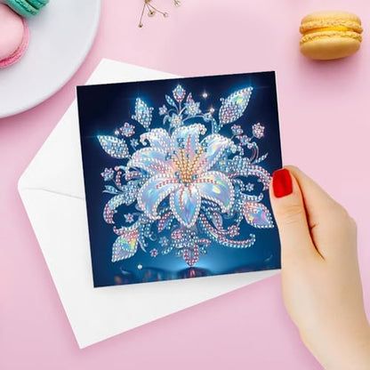Ceitura 6Pcs DIY Diamond Art Painting Crafts Rhinestone Painting Greeting Card Making Kit Postcard for Holiday Christmas New Year Party Favors (Mandala Flower) - Image 3