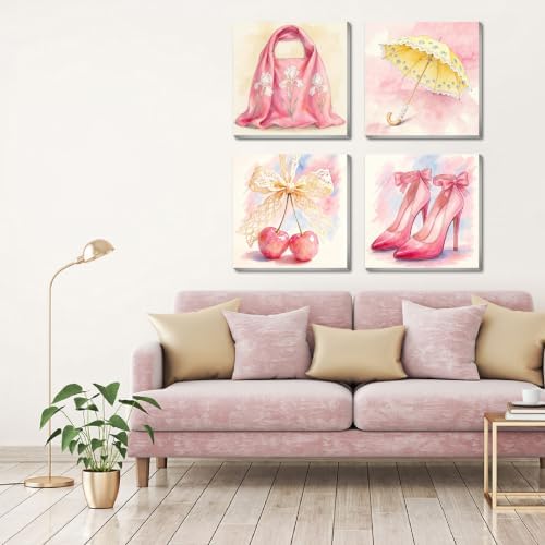 Canrichshop 4 Pack Paint by Number Beginner with Frame,Pink Adult Paint by Number Kits on Canvas, DIY Number Painting for Adults for Decor 8X 8 inch - Image 5