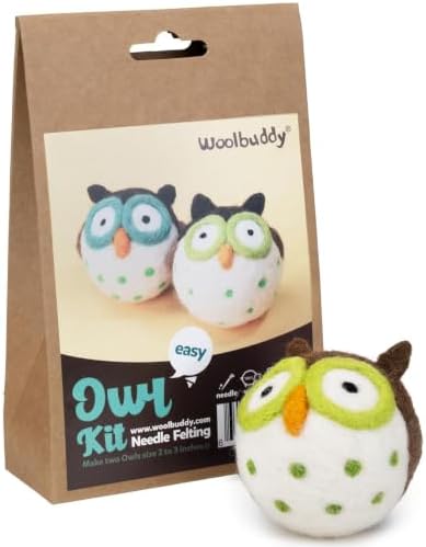 Woolbuddy Needle Felting Starter Kit (Owl) for Beginner & Adults with Tool by Woolbuddy