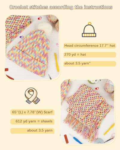 Katech Crochet Kit for Beginners w/Step-by-Step Instruction for Hat, Scarf - Image 3