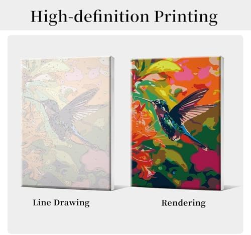 HeeBenor Framed Paint by Numbers Kit for Adults, Hummingbird, 8x12 Inch - Image 4