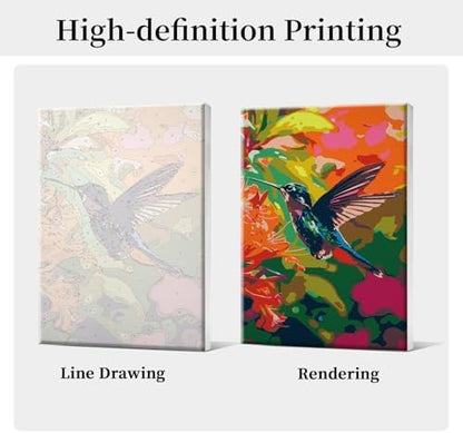 HeeBenor Framed Paint by Numbers Kit for Adults, Hummingbird, 8x12 Inch - Image 4