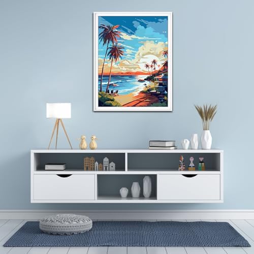 ZTOTZ Paint by Numbers kit for Adults Beach, Paint by The Numbers Beach Canvas, Seaside Landscape Acrylic Paint by Numbers kit for Adults for Decor 16x20in - Image 3