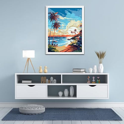 ZTOTZ Paint by Numbers kit for Adults Beach, Paint by The Numbers Beach Canvas, Seaside Landscape Acrylic Paint by Numbers kit for Adults for Decor 16x20in - Image 3