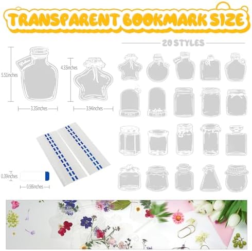 40Pcs DIY Dried Flower Bookmark Kit, Transparent Bookmarks Set - Image 3