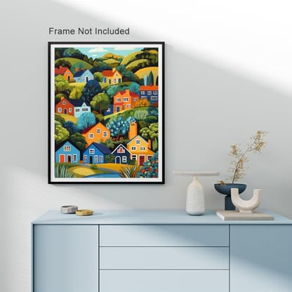 Natuyalo Mountain Paint by Number Kits for Adults - Town Landscape Paint by Numbers for Beginner, House Trees Acrylic Painting by Numbers for Home Wall Decor Gift (16x20 inch) - Image 3