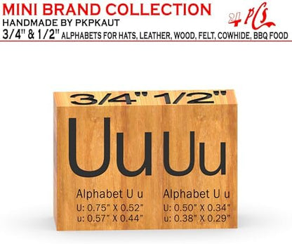 4Pcs Letters Branding Iron for Wood, Leather Branding Stamp (U u) - Image 2