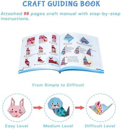 Origami Kit for Kids Ages 5-16, 212 Sheets with 72 Patterns & Instruction Book | Origami Paper Kit for Beginners & Advanced | Arts & Crafts Toys for Girls & Boys Ages 8-12 | Birthday & Christmas Gifts - Image 3