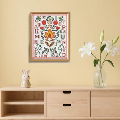 FREEBLOSS 11CT Cross Stitch Kit Stamped Cross Stitch Craft Kit with Stitching Guide for Beginners Glass Retro Folk Pattern Embroidery Set Crossstitch Wall Hanging Set 15.7x19.7inch - Image 7