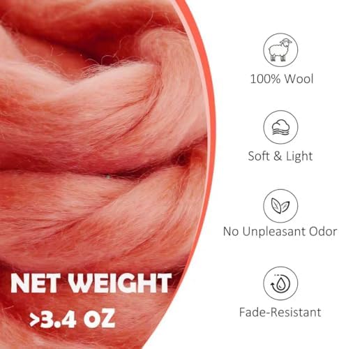 3.4oz Needle Felting Wool Red-Brown for DIY Needle Craft Enthusiasts - Image 2
