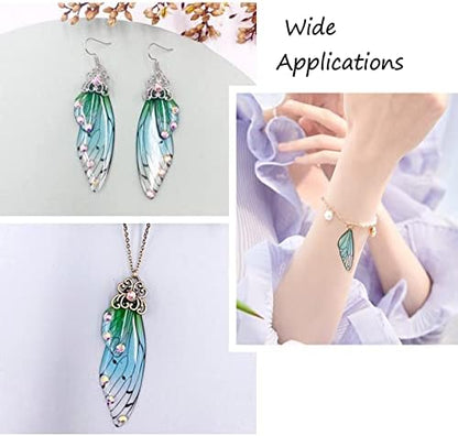 FASHEWELRY 20Pcs Resin Butterfly Wings Charms Fairy Wings Earring Charms Dragonfly Wings Pendants with 70Pcs Earring Hooks & Jump Rings for Crafts Jewelry Making - Image 4