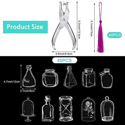Tallew 81 Pcs DIY Dried Flower Bookmark Making Kit Include 40 Clear Transparent Bookmarks, 40 Colorful Tassels and Puncher, Handmade Craft Supplies for Women Girls Readers(Dreamy Style) - Image 2