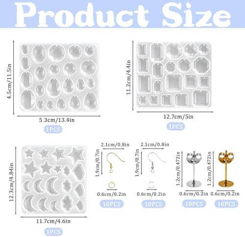 63 Pcs Resin Molds Silicone Set,DIY Epoxy Resin Casting Craft Kit - Image 2