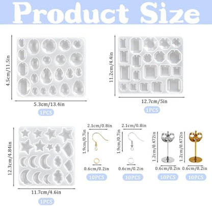 63 Pcs Resin Molds Silicone Set,DIY Epoxy Resin Casting Craft Kit - Image 2