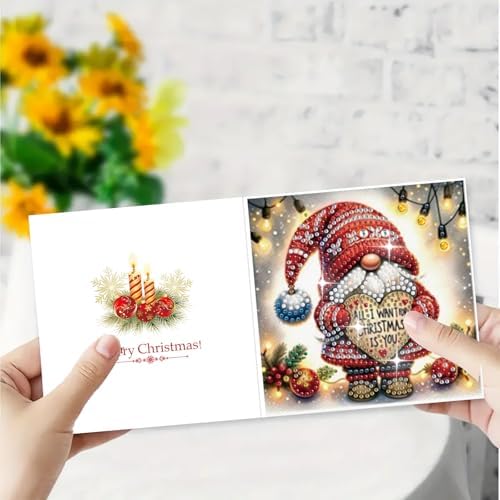 DIY Diamond Greeting Cards Set, 5D DIY Diamond Art Painting Festival Style Greeting Card, DIY Christmas Card Making Kits for Family Friends Handmade Gift-#02-6PC Goblin - Image 4