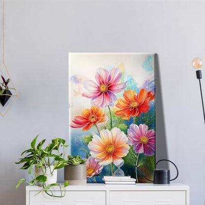 JOOZ Flowers Paint by Numbers Kit for Adults with Frame, Flower Paint by Number with Easel, DIY Floral Adult Paint by Number Kits Framed Canvas for Home Wall Decor 8 x 12 Inch - Image 3