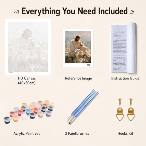 AUKELHJ Paint by Numbers Kit for Adults Beginner, Jesus, 16X20 Inch - Image 6