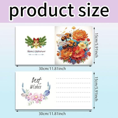 6 Pcs Diamond Painting Greeting Cards Kit Bee Poppy Flowers Sunflower with Envelopes, 5D DIY Special Shaped Rhinestone Art Card Making Kits for Adults, Holiday Blessing Postcards, Creative Craft Gifts - Image 5
