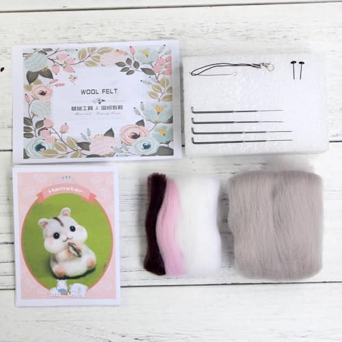 Wizardi Beginner Needle Felting Kit for Adults - Hamster. Animal Felting Kit 7x5x4cm. Felting Tools. Wool Felting Supplies. Felt Crafts. Wool Felt. F07N8-W1 - Image 2