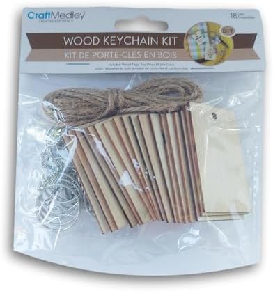 DIY Wood Keychain Making Craft Kit - Makes 18 Keychains (Rectangular) - Image 3