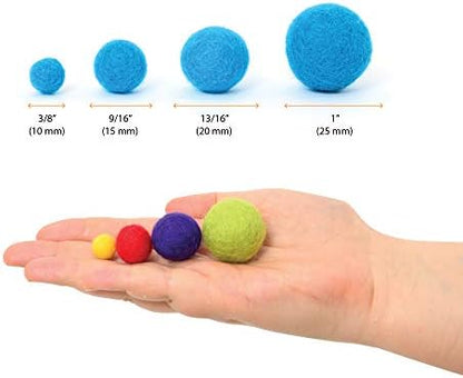 Glaciart One Felt Pom Poms, Wool Balls (160 Pcs) 4 Sizes: 1 cm, 1.5 cm, 2 cm & 2.5 cm, Handmade Felted 40 Color (Red, Pink, Blue, Yellow, White, Pastel & More),Bulk Small Puff for Felting & Garland - Image 4