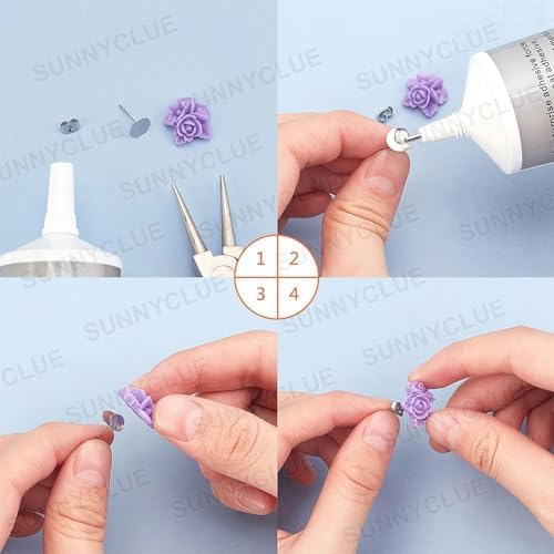SUNNYCLUE 1 Box DIY 20 Pairs Mixed Resin Flower Flatback Cabochon Studs Earring Kit Resin Rose Daisy Charms with Stainless Steel Post for Jewelry Making Arts Craft Supplies - Image 6