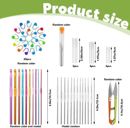 IMZAY 54 Pcs Crochet Hooks Set 0.6–6.5mm Ergonomic Crochet Needles Set - Image 2
