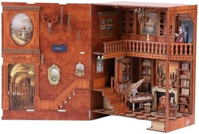 Grimm's Fairy Tale Book Nook Kit - 3D Wooden DIY Miniature Library with LED Lights, Vintage Bookshelf Decor for Adults - Image 3