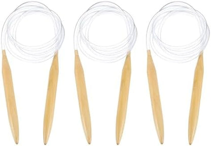HARFINGTON 3Pcs US Size 19 (15 mm) Circular Knitting Needles, 60 Inch / 152 cm Round Wooden Needle for Handmade Projects DIY Knitting Blankets Socks Hats Sweaters by HARFINGTON