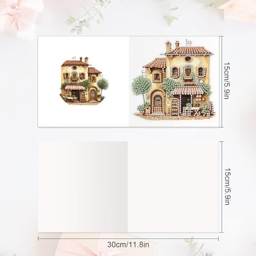 MVVMTOP 6pcs Diamond Art Painting Greeting Card, DIY Pastry House Diamond Art Greeting Card for Blessing and Wishe Special Shaped Diamond Arts Crafts for Birthday Thanksgiving Day - Image 2