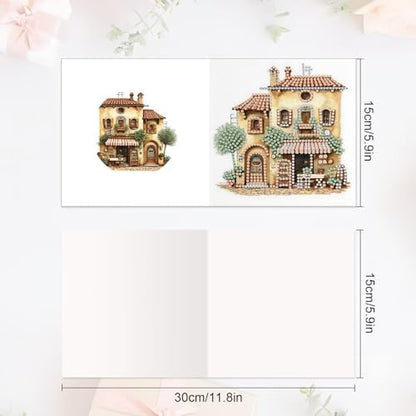 MVVMTOP 6pcs Diamond Art Painting Greeting Card, DIY Pastry House Diamond Art Greeting Card for Blessing and Wishe Special Shaped Diamond Arts Crafts for Birthday Thanksgiving Day - Image 2