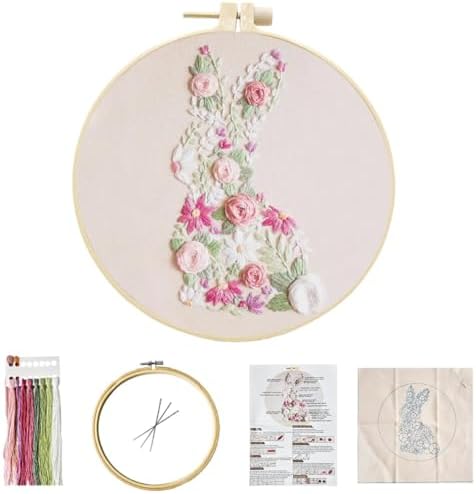 YOUDRN Bunny in Bloom Embroidery Kit for Beginners, Bunny Embroidery - Image 5